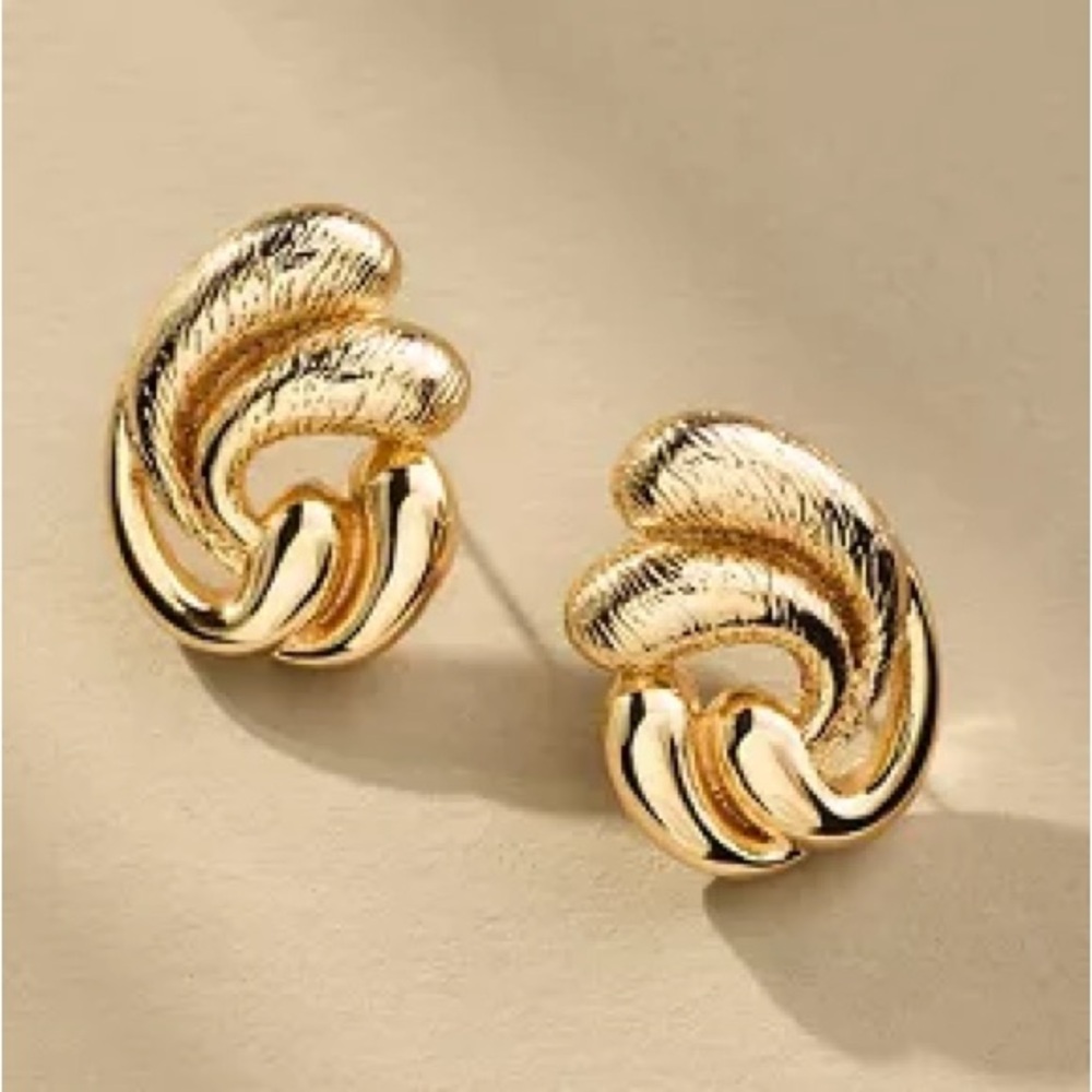 Anthropologie Gold Knot Earrings